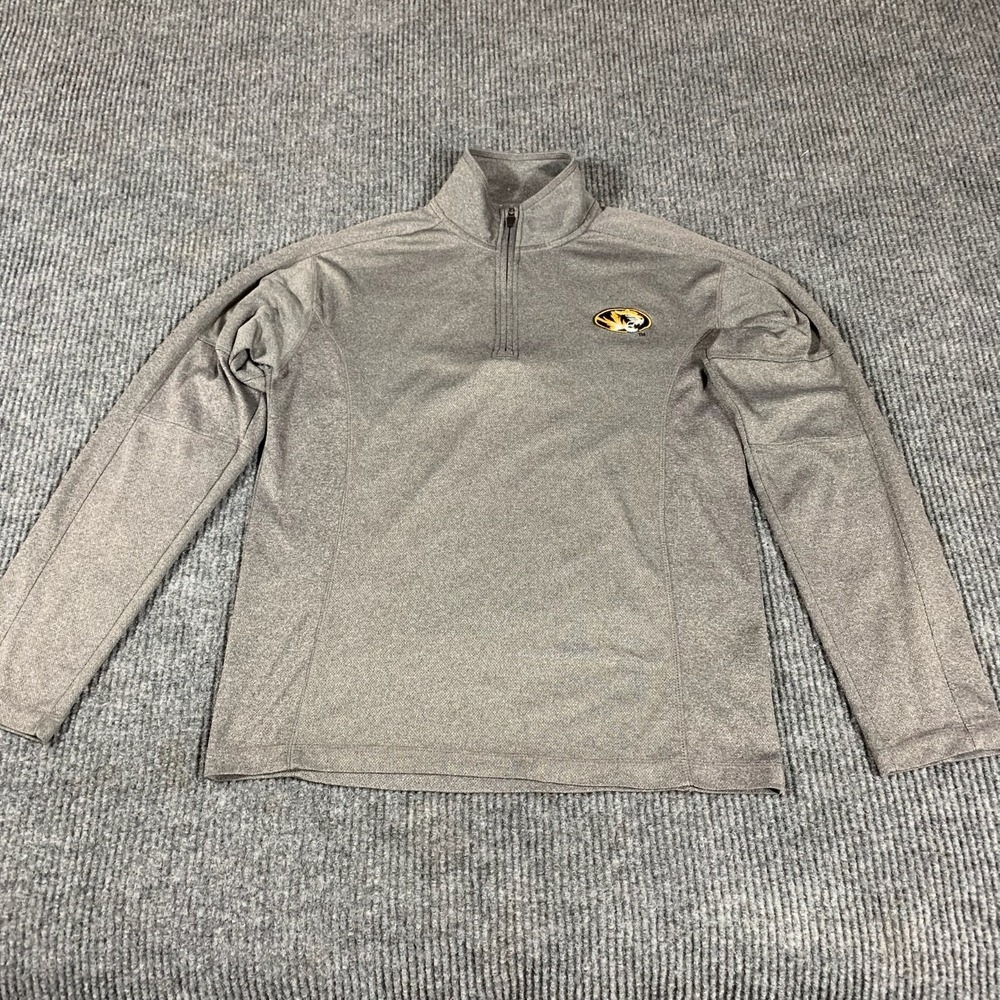 Missouri Tigers Sweatshirt Mens Medium M Gray Quarter Zip‎ Pullover Preppy Golf